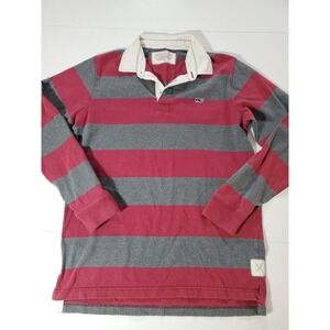 Men's Vineyard Vines Long Sleve Rugby Polo Shirt Red Gray Size XL